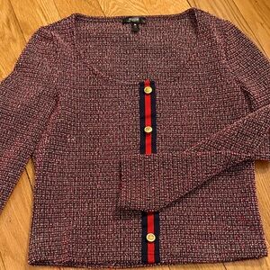 Aqua Red and Blue Knit Top with Gold Accents